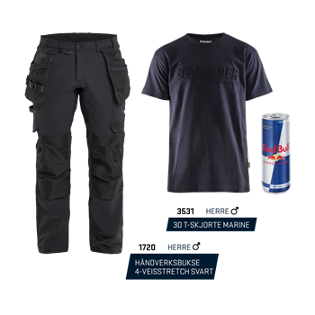 Produktbilde for 1720 Håndverksbukse, 3531 T-shirt +REDBULL Herre str C46/S