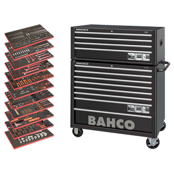 Produktbilde for Bahco verktøyvogn 8+4 skuffer m/11 innlegg (758-deler)