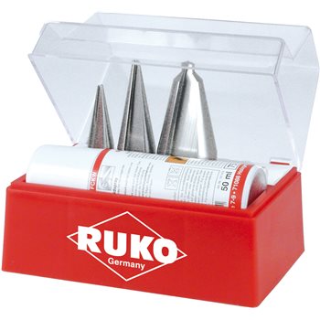 Produktbilde for Ruko plateborsett HSS 3-30,5mm nr. 1-2-3 med skjærespray