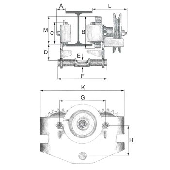Produktbilde for H&L Kabelardrevet løpekatt 5000kg 66-158mm Usertifisert
