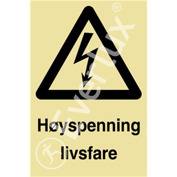 Produktbilde for Høyspenning livsfare + symbol